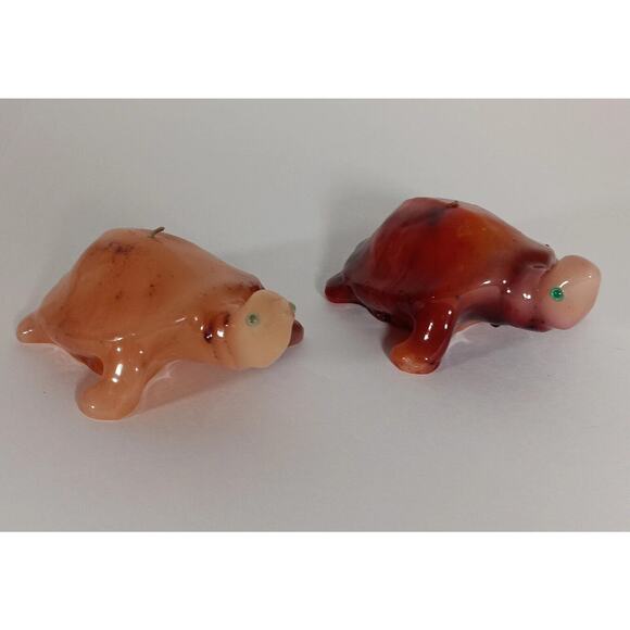 Lot of 2 Vintage Turtle Candle Glazed Wax Plastic Eyes Luccia Miami FL - Picture 2 of 16